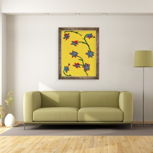 Tablou inramat - Daisy de Villeneuve - Flori de fundal galben, 60 x 80 cm - Img 2