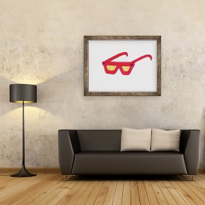 Tablou inramat - Daisy de Villeneuve - Ochelari rosii, 70 x 90 cm - Img 2