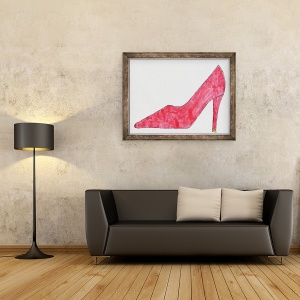 Tablou inramat - Daisy de Villeneuve - Pantofi Rosu, 70 x 90 cm - Img 2