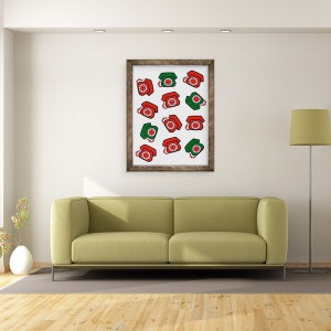 Tablou inramat - Daisy de Villeneuve - Telefoane Rosu & Verde, 70 x 90 cm - Img 2