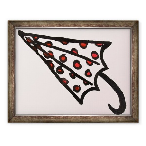 Tablou inramat - Daisy de Villeneuve - Umbrela rosie cu pete, 60 x 80 cm