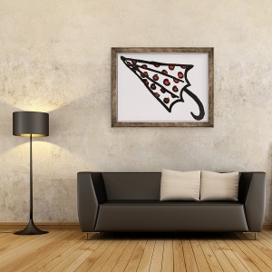 Tablou inramat - Daisy de Villeneuve - Umbrela rosie cu pete, 60 x 80 cm - Img 2