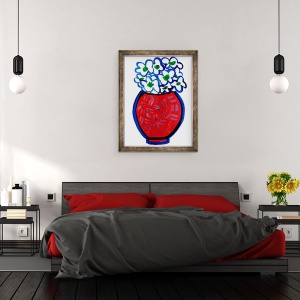 Tablou inramat - Daisy de Villeneuve - Vaza rosie, 60 x 80 cm - Img 2