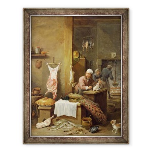 Tablou inramat - David Teniers the Younger - in bucatarie, 60 x 80 cm
