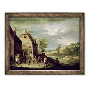 Tablou inramat - David Teniers the Younger - tarani joc Boules, 60 x 80 cm