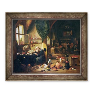 Tablou inramat - David Teniers the Younger - Un alchimist in atelierul sau, 50 x 60 cm