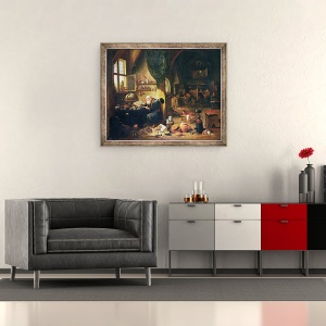 Tablou inramat - David Teniers the Younger - Un alchimist in atelierul sau, 50 x 60 cm - Img 2