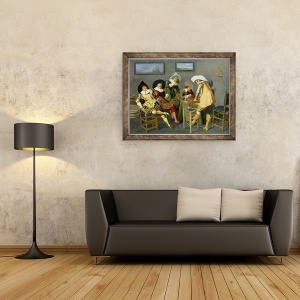 Tablou inramat - Dirck Hals - Cavaliers intr-o taverna, 60 x 80 cm - Img 2