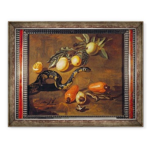 Tablou inramat - Dirk Valkenburg - Natura moarta a fructelor din Surinam si Reptile, 70 x 90 cm