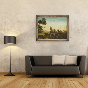 Tablou inramat - Edward Hicks - Aterizarea lui Columb, 60 x 80 cm - Img 2
