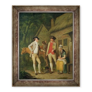 Tablou inramat - Edward Penny - Vaca si bunurile vaduvei Costard, distrasi pentru taxe, sunt rascumparate de generozitatea lui Johnny Pearmain, 50 x 60 cm