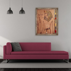 Tablou inramat - Egyptian 18th Dynasty - Amenhotep II c.1427-1392 i.Hr. cu un ankh ridicat la buze, din camera sarcofagului din mormantul sau, 50 x 60 cm - Img 2