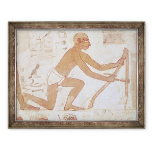 Tablou inramat - Egyptian 18th Dynasty - Constructia unui zid, detaliu al unui om cu o sapa, din mormantul lui Rekhmire, vizirul lui Tuthmosis III si Amenhotep II, 70 x 90 cm