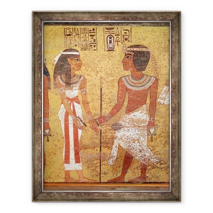 Tablou inramat - Egyptian 18th Dynasty - Tutankhamon c.1370-1352 i.Hr. si sotia sa, Ankhesenamun, din mormantul sau, 70 x 90 cm