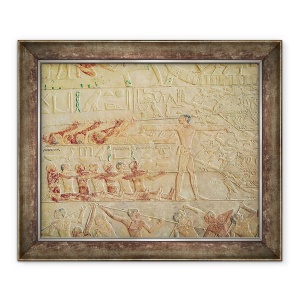 Tablou inramat - Egyptian 5th Dynasty - Relief ilustrand barbati exercitarea, de la Mastaba de Ptah-Hotep si Akhti-Hotep, 50 x 60 cm