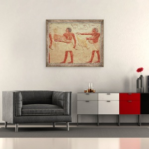 Tablou inramat - Egyptian 6th Dynasty - Relief reprezentand servitori care transporta o haunch de carne de vita si o rata, de la mormantul Printesei Imut, Vechiul Regat, 50 x 60 cm - Img 2