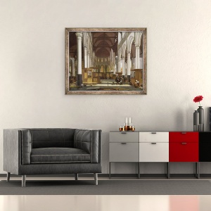 Tablou inramat - Emanuel de Witte - Interiorul bisericii, 50 x 60 cm - Img 2