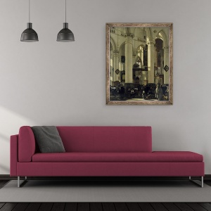 Tablou inramat - Emanuel de Witte - Interiorul unei biserici, 50 x 60 cm - Img 2