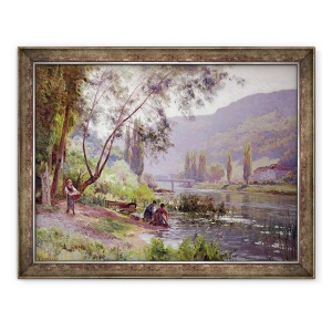 Tablou inramat - Emile Isenbart - La marginea raului, 60 x 80 cm