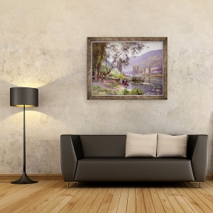 Tablou inramat - Emile Isenbart - La marginea raului, 60 x 80 cm - Img 2
