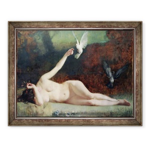 Tablou inramat - Ernst Philippe Zacharie - Femeie cu porumbei, 70 x 90 cm