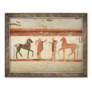 Tablou inramat - Etruscan - Caii si calaretii care tin fraiele, de la mormantul baronului, 70 x 90 cm