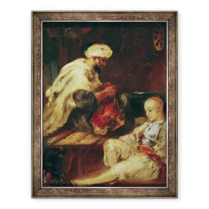 Tablou inramat - Eugene Fromentin - Interiorul Atelierului unui croitor arab, 60 x 80 cm