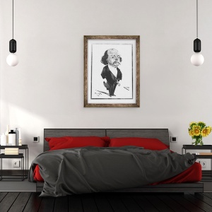 Tablou inramat - Eugene Giraud - Caricatura lui Gustave Flaubert, 70 x 90 cm - Img 3