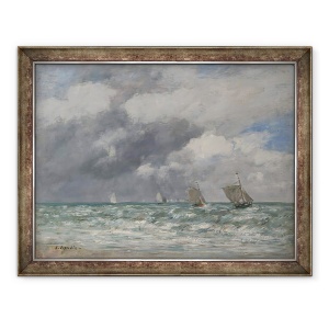 Tablou inramat - Eugene Louis Boudin - Barci cu panze langa Trouville, 70 x 90 cm