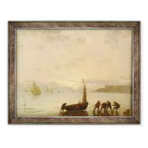 Tablou inramat - Eugene Louis Boudin - intoarcerea de la pescuit cu apusul soarelui, 70 x 90 cm