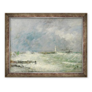Tablou inramat - Eugene Louis Boudin - Intrarea in portul Le Havre in vremea furtunoasa, 70 x 90 cm