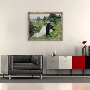 Tablou inramat - Evariste Carpentier - Tanara pe Campuri, 50 x 60 cm - Img 2