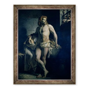 Tablou inramat - Felix-Joseph Barrias - Un gal si fiica sa inchisi la Roma, 70 x 90 cm