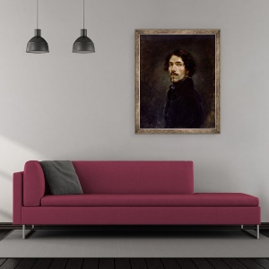 Tablou inramat - Ferdinand Victor Eugene Delacroix - Autoportret I, 50 x 60 cm - Img 2