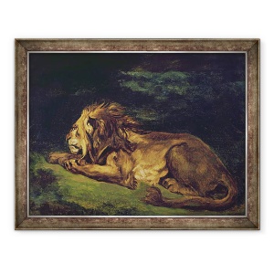 Tablou inramat - Ferdinand Victor Eugene Delacroix - Leul de odihna, 60 x 80 cm