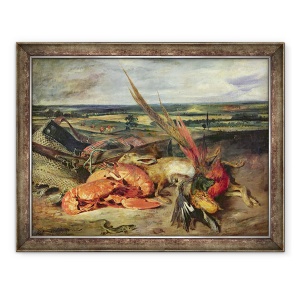 Tablou inramat - Ferdinand Victor Eugene Delacroix - Natura moarta cu homari, 70 x 90 cm