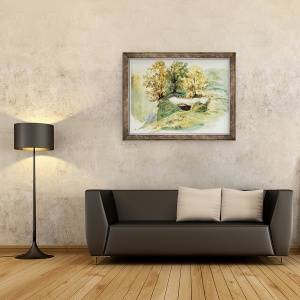 Tablou inramat - Ferdinand Victor Eugene Delacroix - Trei copaci la marginea unui deal, 60 x 80 cm - Img 2