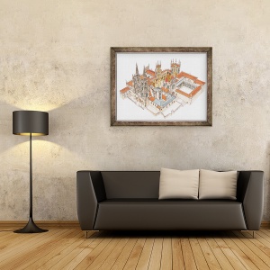 Tablou inramat - Fernando Aznar Cenamor - Catedrala Burgos. Spania, 70 x 90 cm - Img 2