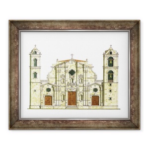 Tablou inramat - Fernando Aznar Cenamor - Catedrala La Habana. Cuba, 70 x 85 cm