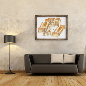 Tablou inramat - Fernando Aznar Cenamor - Forumul Imperial. Roma. Vedere aeriana, 70 x 90 cm - Img 2