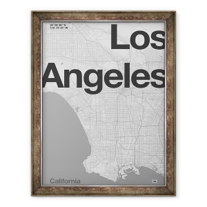 Tablou inramat - Florent Bodart - Harta Minimal Los Angeles, 60 x 80 cm