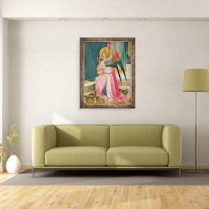 Tablou inramat - Fra Angelico - Fecioara intronata printre sfinti detaliu al unui inger, 60 x 80 cm - Img 2