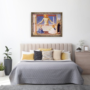 Tablou inramat - Fra Angelico - Hristos invierea din mormantul sau, detaliu al panoului predella al incoronarii Fecioarei, 70 x 90 cm - Img 3