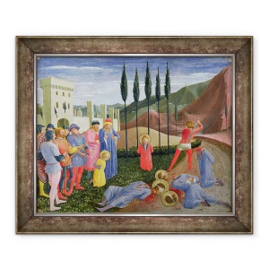 Tablou inramat - Fra Angelico - Martiriul Sfantului Cosma si Sfantul Damian, din predella altarul San Marco, 50 x 60 cm