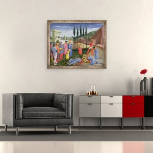 Tablou inramat - Fra Angelico - Martiriul Sfantului Cosma si Sfantul Damian, din predella altarul San Marco, 50 x 60 cm - Img 2