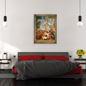 Tablou inramat - Francesco Albani - Sfanta familie cu Sfanta Elisabeta si Sfantul Ioan Botezatorul, 70 x 90 cm - Img 3