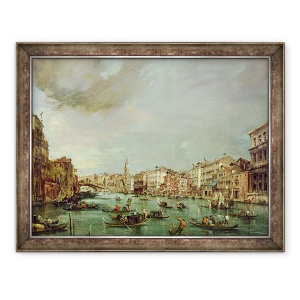Tablou inramat - Francesco Guardi - Marele Canal privind spre Rialto cu Palazzo Grimani si Palazzo Manin, 60 x 80 cm