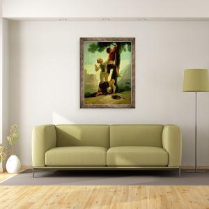 Tablou inramat - Francisco Jose de Goya y Lucientes - Boys Alpinism copac, desene animate pentru tapiserie, 60 x 80 cm - Img 2