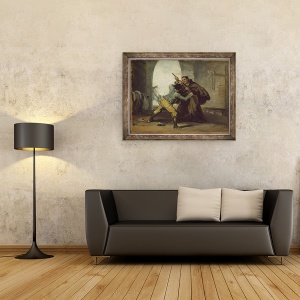 Tablou inramat - Francisco Jose de Goya y Lucientes - Calugarul Pedro se lupta cu arma de la El Maragato, 60 x 80 cm - Img 2