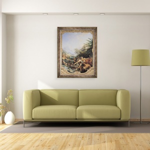 Tablou inramat - Francois Boucher - Vanatoare de crocodil, 60 x 80 cm - Img 2